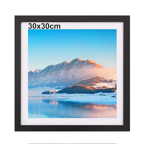 DTXDTech 30x30 cm Rahmen Schwarz Holz, 30x30 Bilderrahmen, 30x30 cm Fotorahmen, Wandmontierter 30x30 cm Posterrahmen, Fotorahmen für 18x18 Druck, Schlafzimmer und Wohnzimmer Dekoration von DTXDTech