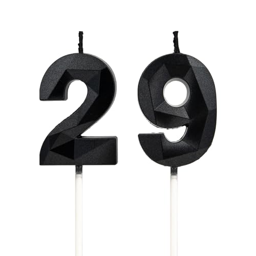 29 Geburtstag Kerzen, Schwarz Zahl 29 Kerzen Geburtstag Deko, Happy Birthday Cake Toppers, für Geburtstagsfeiern Hochzeiten Firmenjubiläen von DTXLX