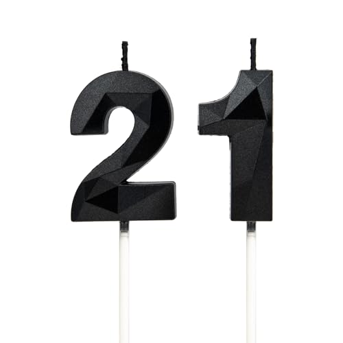 DTXLX 21 Geburtstag Kerzen, Schwarz Zahl 21Candles Geburtstagsdeko, Happy Birthday Cake Toppers, für Geburtstagsfeiern Hochzeiten Firmenjubiläen (Schwarz #21) von DTXLX