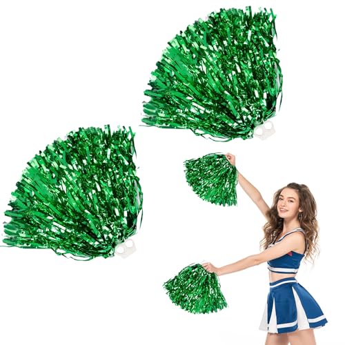 Cheerleader Pompons Handblumen, 2 Stück Cheerleading Pompons, Metallfolie Cheerleading Pom Poms, Cheer Poms mit Griff, für Ballspiele, Tänze, WM-Fußballfans Jubeln Kinder Erwachsene von DTXYBC