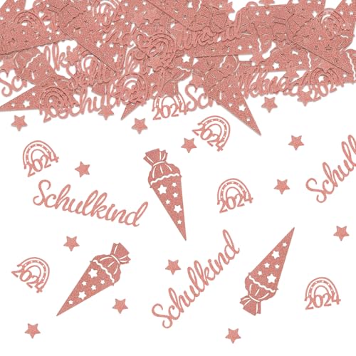 100 Stück Schulkind Konfetti Glitzer Rosegold, Einschulung 2024 Streudeko, Schulkind Schultüte Tischdekoration, für Schuleinführung, Schulanfang, Einschulung Mädchen und Jungen von DTXYBC