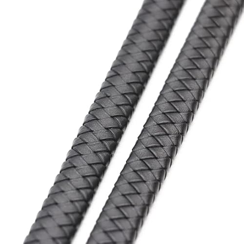 DUAE 0,5/1 Meter Vintage Schwarz Braun echtes geflochtenes Lederband 8mm 10mm 12mm flaches Lederband zur Armband-Schmuckherstellung von DUAE