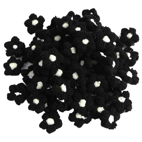 DUANGYMM Häkelblume, Gestrickte Blumen, 10 stücke Hand-Applikationen Nähen for Kleidung Schuhe Hüte Handwerk DIY Haar Clip Hochzeit Hüte Dekorative Zubehör(Black) von DUANGYMM