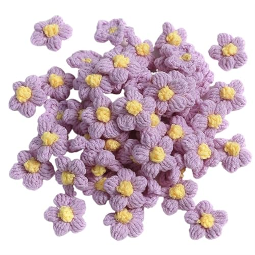 DUANGYMM Häkelblume, Gestrickte Blumen, 10 stücke Hand-Applikationen Nähen for Kleidung Schuhe Hüte Handwerk DIY Haar Clip Hochzeit Hüte Dekorative Zubehör(Light Purple) von DUANGYMM