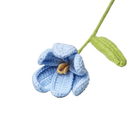 DUANGYMM Häkelblume, Gestrickte Blumen, 5 STÜCKE Stricken Blume Tulpen Bouquet Simulation Blume for Hochzeit Blumenstrauß Handgemachte Häkeln Blumen Geschenkartikel(Blue) von DUANGYMM