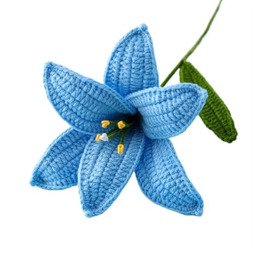 DUANGYMM Häkelblume, Gestrickte Blumen, Hand-Bouquet Häkeln Künstliche Gefälschte Blume Hochzeit Dekorationen Hand-Woven Hause Tisch Schmücken(Blue) von DUANGYMM