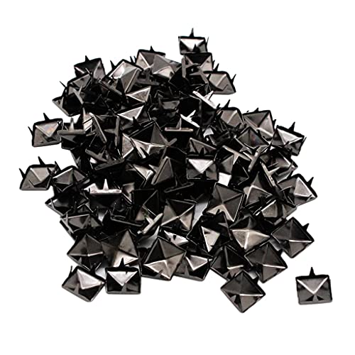 DUANGYMM Ledernieten, 100 Sets 10mm Metall Quadrat Nieten Stud for Kleidung Schuhe Taschen Decor(Black) von DUANGYMM