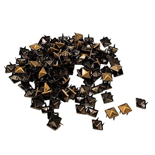 DUANGYMM Ledernieten, 100 Sets 10mm Metall Quadrat Nieten Stud for Kleidung Schuhe Taschen Decor(Bronze) von DUANGYMM