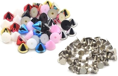 DUANGYMM Ledernieten, 100 Sets 6,5 x 5 mm Acryl Kegel Nieten for Schuhe Tasche Bekleidungs ​​Dekoration DIY Handwerk Zubehör(Mixed) von DUANGYMM