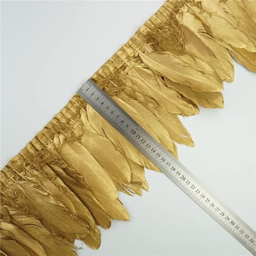 2Yards Golden Dipped Goose Feather Trims Natural Feathers Ribbon Fringe Handicraft Plumas Dress Accessories Decor for Clothes von DUANIA