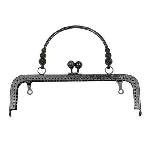 DUANSIYU Taschenrahmen Geldbörsen-Verschluss-Rahmen, Kuss-Verschluss-Schloss, Metall-Geldbörsen-Rahmen for DIY-Bastel-Geldbörsen-Taschenherstellung, 18 cm/20 cm TaschenbüGel(Black-20cm) von DUANSIYU