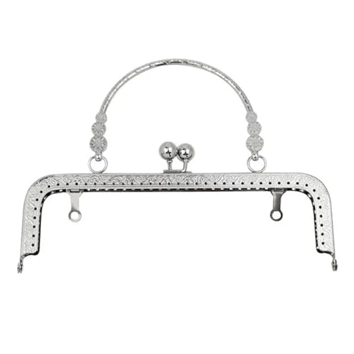 DUANSIYU Taschenrahmen Geldbörsen-Verschluss-Rahmen, Kuss-Verschluss-Schloss, Metall-Geldbörsen-Rahmen for DIY-Bastel-Geldbörsen-Taschenherstellung, 18 cm/20 cm TaschenbüGel(Silver-20cm) von DUANSIYU