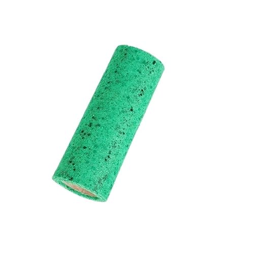 DUANSIYU TüLl 1 glänzende Tüllrolle, 6 Zoll/15 cm × 10 Größe funkelnder Tüll, Tüllband Pailletten-Tüllnetz TüLl Meterware(Green) von DUANSIYU