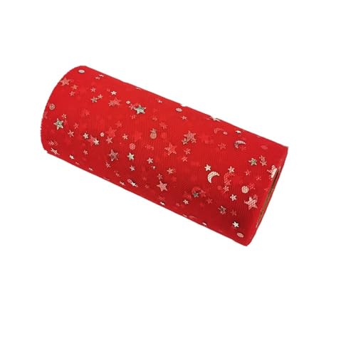 DUANSIYU TüLl 6inch Star Tüll Rolle 15cm 25Y Glitter Pailletten DIY Tutu Röcke Geburtstag Hochzeit Dusche Party Versorgung TüLl Meterware(Red SM) von DUANSIYU