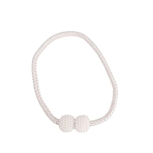 DUANSIYU Vorhang Raffhalter 1 STÜCKE Perle Magnetische Vorhang Clip Vorhang Halter Krawatte Zurück Schnalle Clips Hängende Kugel Schnalle Krawatte Vorhang Dekor Zubehör Gardinenhalter(White,2PCS) von DUANSIYU