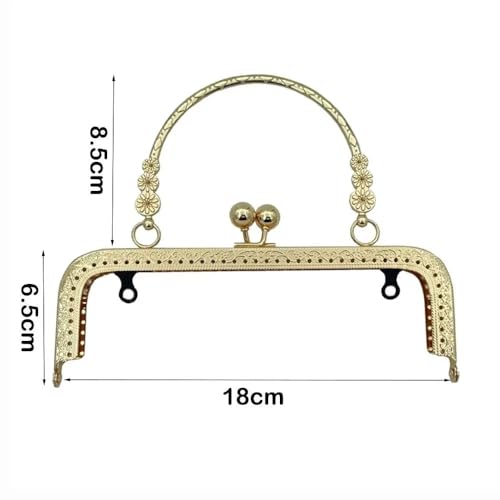 Taschenrahmen 18CM/20CM Retro Geldbörse Verschluss Rahmen Tasche Kuss Schließe Schloss Metall Geldbörse Rahmen Schnalle for DIY Handwerk geldbörse Tasche Machen Tasche Teile TaschenbüGel(Gold-18cm) von DUANSIYU