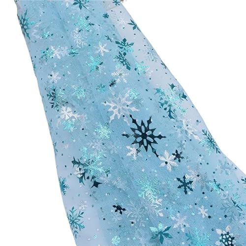 TüLl 150 cm Breite 1 Meter/los Schneeflocke Gedruckt Gaze Polyester Mesh Tüll Rolle Stoff DIY Nähen Tutu Hochzeit Geburtstag Party Supplies TüLl Meterware(Sky Blue-Blue) von DUANSIYU