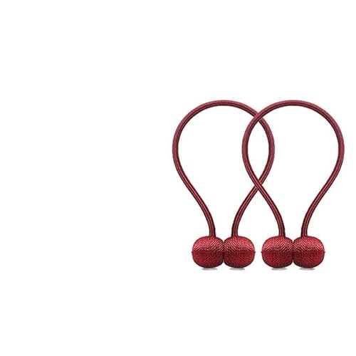 Vorhang Raffhalter 2 Stück Magnetische Vorhang-Raffhalter mit Perlenkugeln, Vorhangschnallen, Raffhalter, Schnallenclips, Vorhangstangen, dekorative Wohnaccessoires Gardinenhalter(Maroon 2pcs) von DUANSIYU