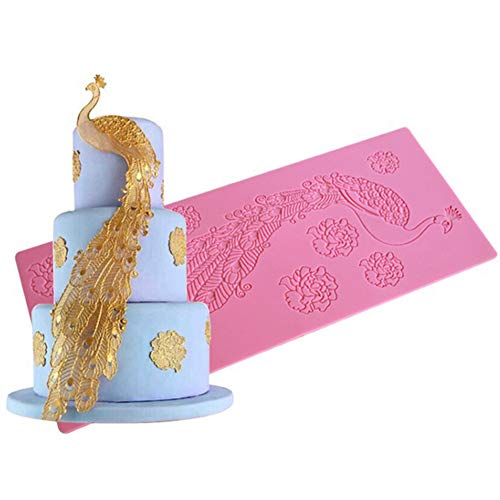 DUBENS Pfau Spitze Mat Silikon Spitze Matte Silikonform Für Hochzeit Kuchen Fondant Kuchen Dekorieren Tools Küche Kuchenwerkzeuge Backen von DUBENS