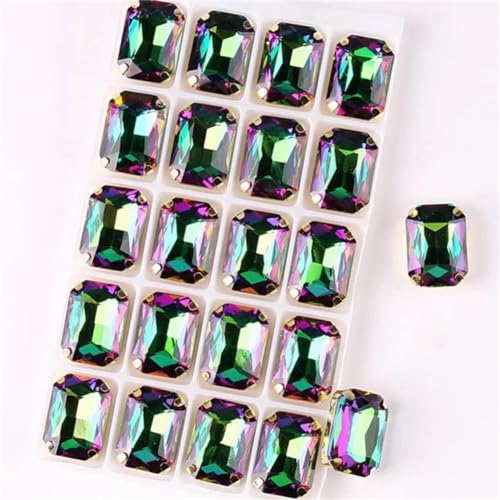 Aufgenähte Strasskrallen, Kristalle in Krallenform 20 Teile/paket Rechteckige Form Aufnäher Strass 13*18Mm Gold Krallen Einstellungen Kristall Applikation(13x18mm 20pcs A9 Colorful emerald) von DUBTEDHOU