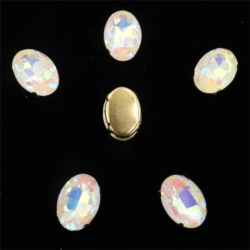 Aufgenähte Strasskrallen, Kristalle in Krallenform Ovale Form, goldene Krallenfassungen for Aufnähen von Strass-Applikation, 20 Stück/Packung, Farben gemischt, Glaskristall(10x14mm 20pcs A24 Jonquil A von DUBTEDHOU