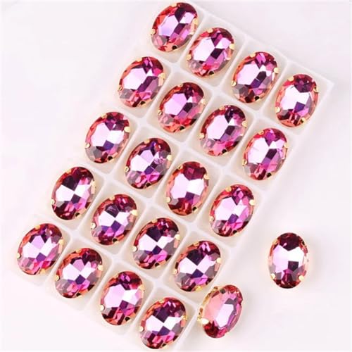 Aufgenähte Strasskrallen, Kristalle in Krallenform Ovale Form, goldene Krallenfassungen for Aufnähen von Strass-Applikation, 20 Stück/Packung, Farben gemischt, Glaskristall(13x18mm 20pcs A15 Lt peach von DUBTEDHOU