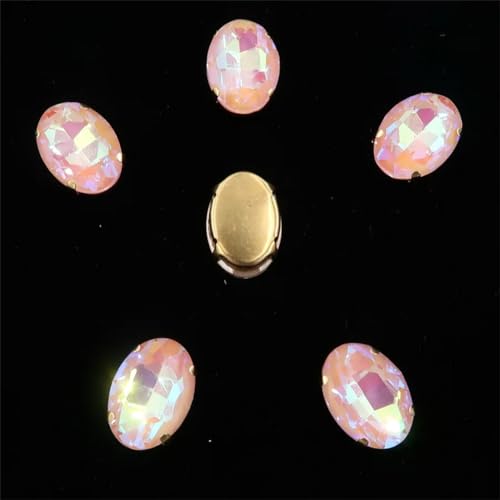 Aufgenähte Strasskrallen, Kristalle in Krallenform Ovale Form, goldene Krallenfassungen for Aufnähen von Strass-Applikation, 20 Stück/Packung, Farben gemischt, Glaskristall(13x18mm 20pcs A27 Champagne von DUBTEDHOU