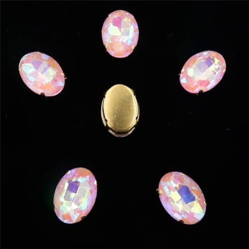 Aufgenähte Strasskrallen, Kristalle in Krallenform Ovale Form, goldene Krallenfassungen for Aufnähen von Strass-Applikation, 20 Stück/Packung, Farben gemischt, Glaskristall(13x18mm 20pcs A33 Lt peach von DUBTEDHOU