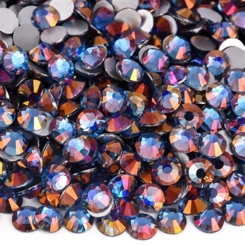 Bulk Flatback Strasssteine, Kristall Hotfix, 1000 Stück SS3–SS34 Glitzer-Strasssteine, nicht Hotfix, Edelsteine, Glas, flache Rückseite, Diamant for Nagelkunst, Nagel-Charms, Kleid(Lt. Sapphire Light, von DUBTEDHOU