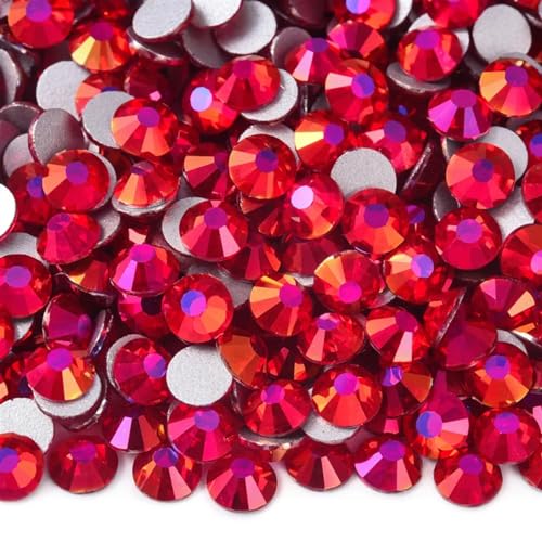 Bulk Flatback Strasssteine, Kristall Hotfix, 1000 Stück SS3–SS34 Glitzer-Strasssteine, nicht Hotfix, Edelsteine, Glas, flache Rückseite, Diamant for Nagelkunst, Nagel-Charms, Kleid(Magenta Light,Mixed von DUBTEDHOU