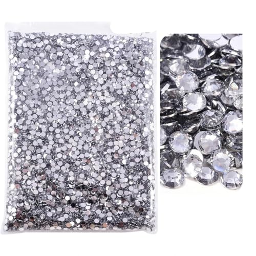 Bulk Flatback Strasssteine, Kristall Hotfix, 10000 Stück Flatback-Strasssteine ​​aus Kunstharz mit silberner Unterseite, nicht Hotfix-Strasssteine ​​im großen Paket, Glitzerkristalle und Strass(Crysta von DUBTEDHOU