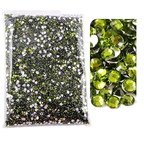 Bulk Flatback Strasssteine, Kristall Hotfix, 10000 Stück Flatback-Strasssteine ​​aus Kunstharz mit silberner Unterseite, nicht Hotfix-Strasssteine ​​im großen Paket, Glitzerkristalle und Strass(Olive, von DUBTEDHOU