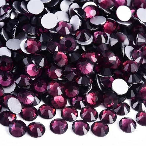 Bulk Flatback Strasssteine, Kristall Hotfix, 1440 Stück Hotfix-Strasssteine, Nicht-Hotfix-Strasssteine, Glitzer-Strasssteine, Kristall-Strass-Diamant-Nagel-Charms, Nagelkunst-Dekorationen(Dk. Amethyst von DUBTEDHOU