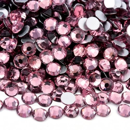 Bulk Flatback Strasssteine, Kristall Hotfix, 1440 Stück Hotfix-Strasssteine, Nicht-Hotfix-Strasssteine, Glitzer-Strasssteine, Kristall-Strass-Diamant-Nagel-Charms, Nagelkunst-Dekorationen(Lt. Amethyst von DUBTEDHOU