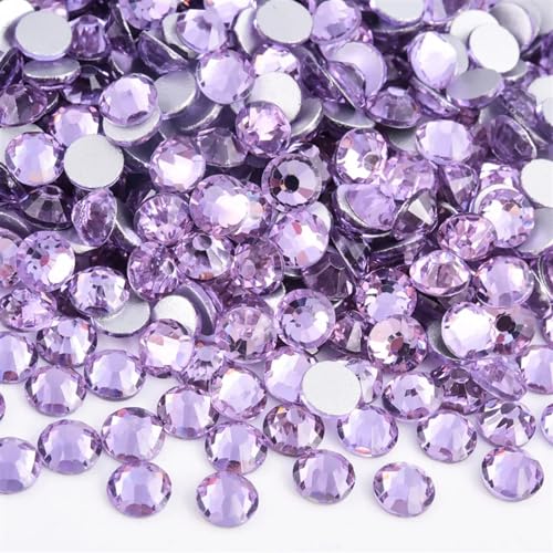 Bulk Flatback Strasssteine, Kristall Hotfix, 1440 Stück Hotfix-Strasssteine, Nicht-Hotfix-Strasssteine, Glitzer-Strasssteine, Kristall-Strass-Diamant-Nagel-Charms, Nagelkunst-Dekorationen(Lt. Violet,S von DUBTEDHOU