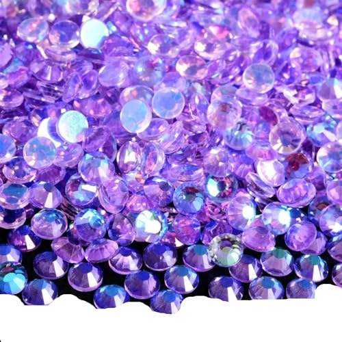 Bulk Flatback Strasssteine, Kristall Hotfix, 1440 Stück Hotfix-Strasssteine, Nicht-Hotfix-Strasssteine, Glitzer-Strasssteine, Kristall-Strass-Diamant-Nagel-Charms, Nagelkunst-Dekorationen(Lt. Violet A von DUBTEDHOU