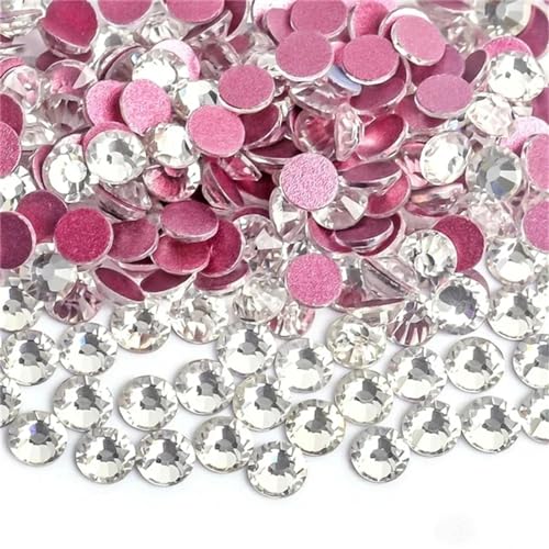 Bulk Flatback Strasssteine, Kristall Hotfix, 1440 Stück Super-Glitzer-Kristall AB, nicht Hotfix-Strasssteine, for Nähen, for Stoffe, Kleidungsstücke, Nagelkunst, Strass-Dekorationen(Pink Clear,Ss2) von DUBTEDHOU