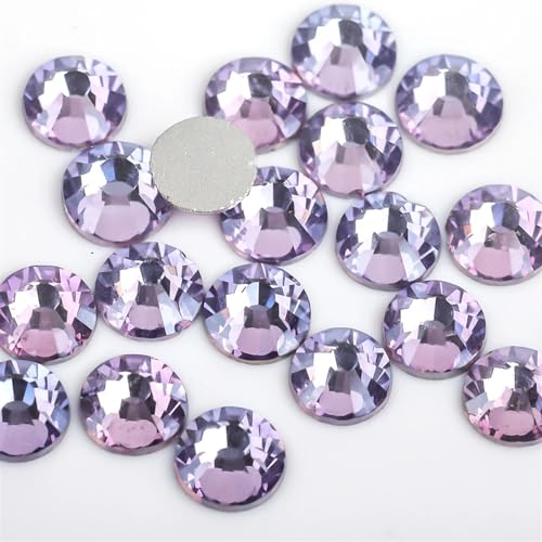 Bulk Flatback Strasssteine, Kristall Hotfix, 1440 Stück hell-dunkelrote Kristallglitzer-Strasssteine ​​für Nagelkunst, SS3–SS30, Glaskristall, nicht HotFix, Nagelkunst-Dekorationen(Lavender Purple,SS4 von DUBTEDHOU