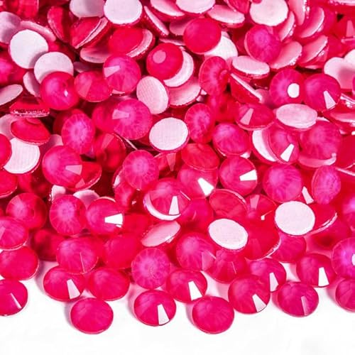 Bulk Flatback Strasssteine, Kristall Hotfix, 1440 stücke Glitter Neon Hot Fix Strass Strass Diamant DIY Nähzubehör Kristalle Diamantes(Dk. rose Neon,Mix Size) von DUBTEDHOU