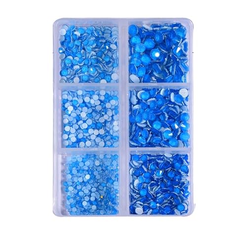 Bulk Flatback Strasssteine, Kristall Hotfix, 1440 stücke Glitter Neon Hot Fix Strass Strass Diamant DIY Nähzubehör Kristalle Diamantes(Sapphire box,SS10) von DUBTEDHOU