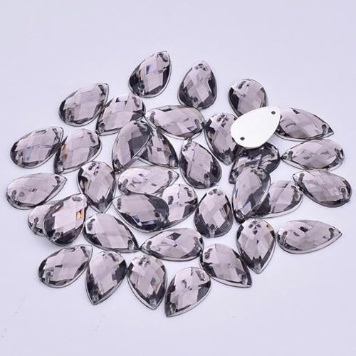 Bulk Flatback Strasssteine, Kristall Hotfix, 8 x 13 mm, 18 x 25 mm, dunkelgrün, for Nähen, in Tropfenform, Strasssteinchen mit flacher Rückseite, Strass-Kristall for Handarbeiten, Kleidung, Basteln(Gr von DUBTEDHOU