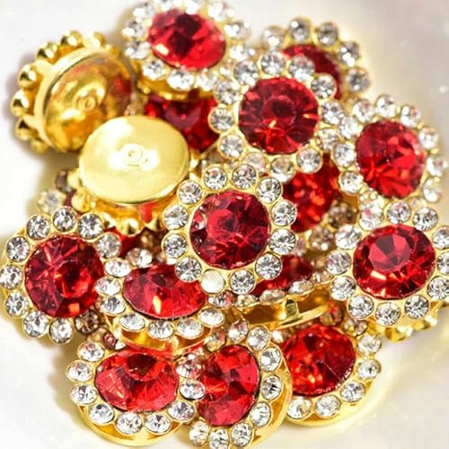 Bulk Flatback Strasssteine, Kristall Hotfix, Runde Strasssteine ​​in Sonnenblumenform mit goldener Unterseite, for Aufkleben, Glitzerkristalle, Strass for selbstgemachte Hochzeitskleider, 100 Stück(Lt von DUBTEDHOU