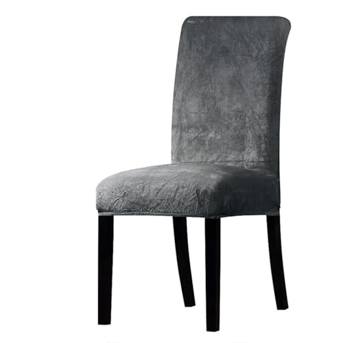 DUBTEDHOU Abnehmbare waschbare Esszimmerstuhl Schutz Abdecku 1/2/4/6 Stück echter Samtstoff, weicher Stuhlbezug, luxuriöse Bürositzbezüge, Tretch for Esszimmer, Hotel(Charcoal 08,1 Piece) von DUBTEDHOU