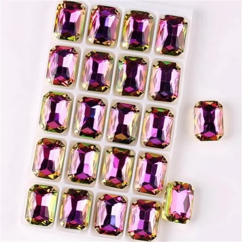 DUBTEDHOU Aufgenähte Strasskrallen, Kristalle in Krallenform 20 Teile/Paket Rechteckige Form Aufnäher Strass 13 * 18Mm Gold Krallen Einstellungen Kristall Applikation(13x18mm 20pcs A16 Fuchsia RB) von DUBTEDHOU