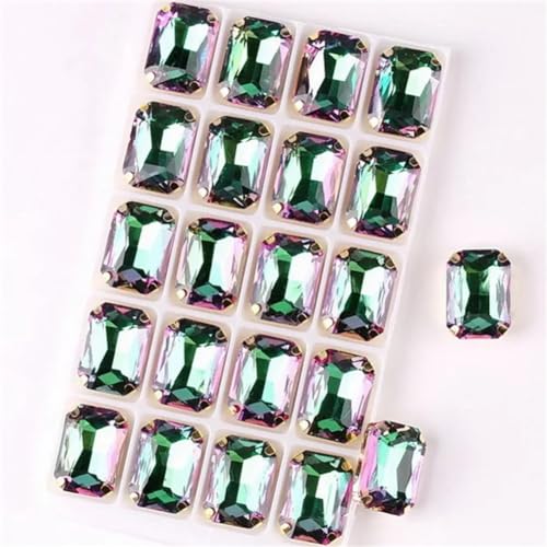 DUBTEDHOU Aufgenähte Strasskrallen, Kristalle in Krallenform 20 Teile/Paket Rechteckige Form Aufnäher Strass 13 * 18Mm Gold Krallen Einstellungen Kristall Applikation(13x18mm 20pcs A8 Emerald RB) von DUBTEDHOU