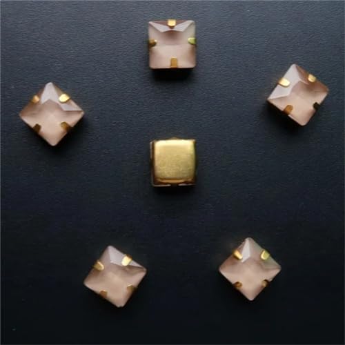 DUBTEDHOU Aufgenähte Strasskrallen, Kristalle in Krallenform 50 Stücke 8Mm Quadratische Form Glas Kristall Perlen Gold Kralle Einstellungen Nähen Auf Strass DIY Trimmen(8mm 50pcs A13 Lt Topaz) von DUBTEDHOU