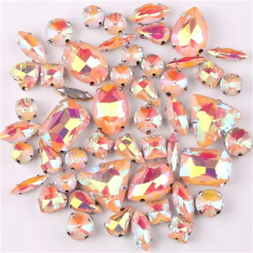 DUBTEDHOU Aufgenähte Strasskrallen, Kristalle in Krallenform 50 Teile/Beutel Silber Krallenfassungen Aufnäher Strass Formen Mix Farben Mix Glas Kristall DIY Applikation(50pcs Champagne AB) von DUBTEDHOU