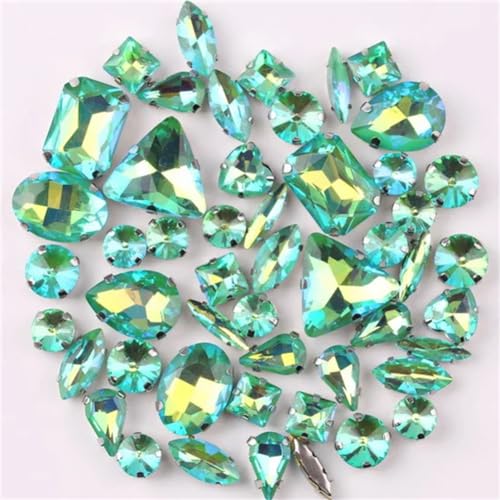 DUBTEDHOU Aufgenähte Strasskrallen, Kristalle in Krallenform 50 Teile/Beutel Silber Krallenfassungen Aufnäher Strass Formen Mix Farben Mix Glas Kristall DIY Applikation(50pcs Emerald AB) von DUBTEDHOU