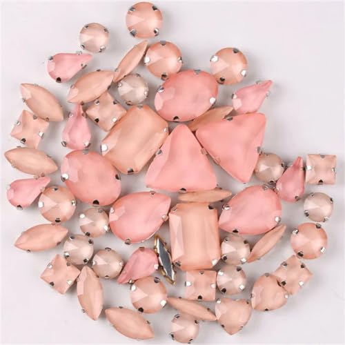 DUBTEDHOU Aufgenähte Strasskrallen, Kristalle in Krallenform 50 Teile/Beutel Silber Krallenfassungen Aufnäher Strass Formen Mix Farben Mix Glas Kristall DIY Applikation(50pcs Lt Peach) von DUBTEDHOU