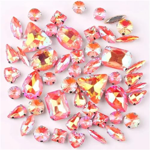 DUBTEDHOU Aufgenähte Strasskrallen, Kristalle in Krallenform 50 Teile/Beutel Silber Krallenfassungen Aufnäher Strass Formen Mix Farben Mix Glas Kristall DIY Applikation(50pcs Orange AB) von DUBTEDHOU